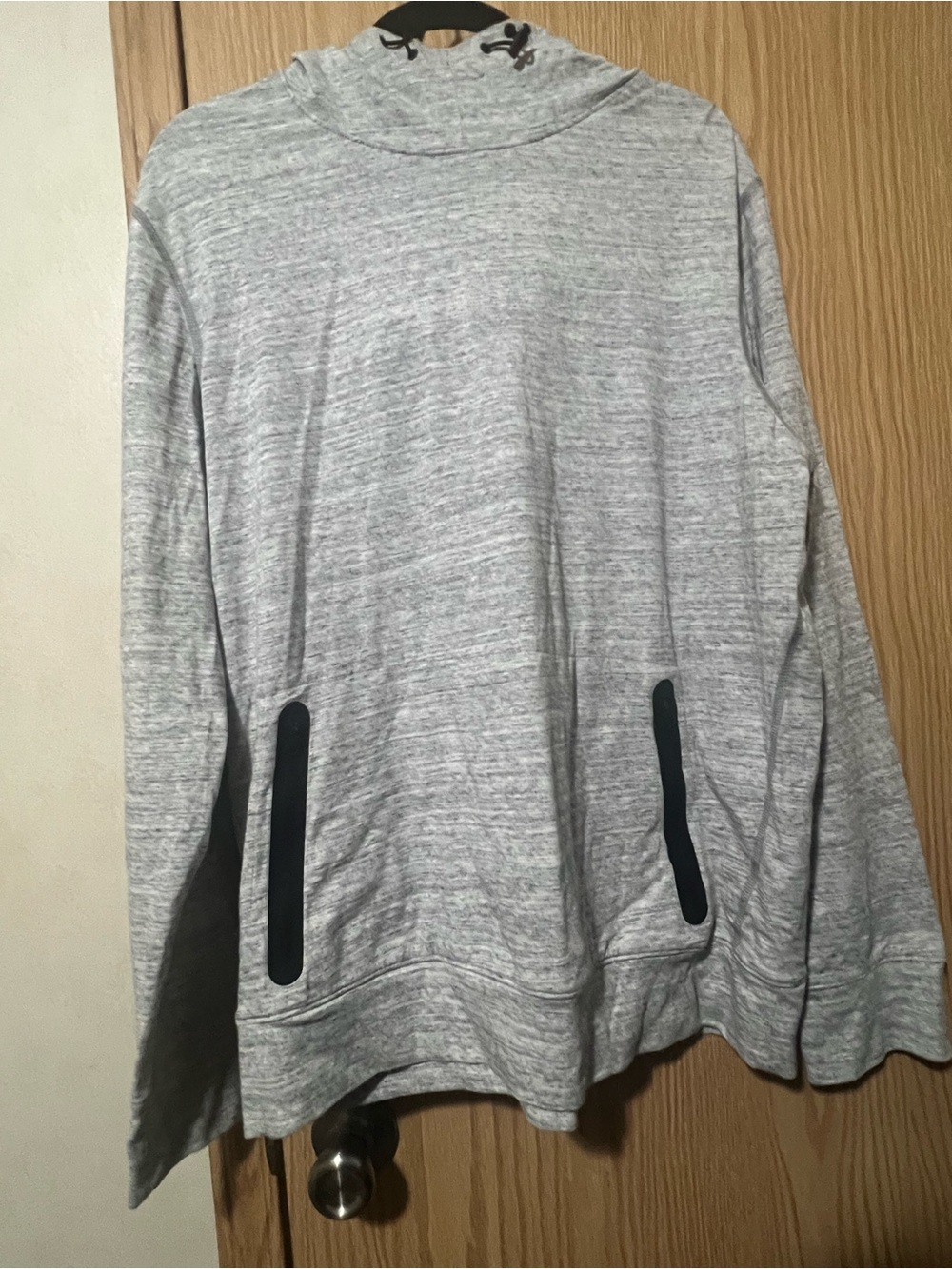 American Eagle  Light Heather Gray Hoodie with Black Drawcords